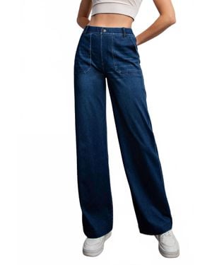Rae Mode Cotton Stretch Twill Wide Leg Pants - Blue