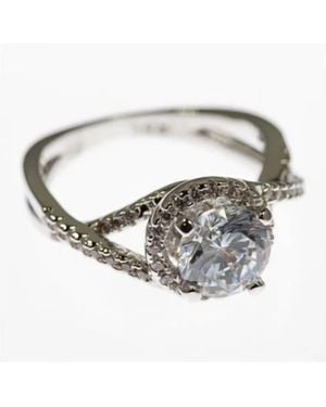 Faire Twisted Solitaire Cz Rhodium Plated Ring - Metallic