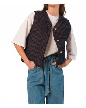 indi & cold Vichy Corduroy Vest - Blue