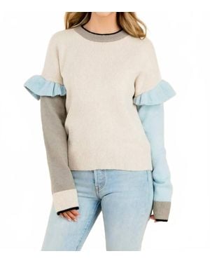 Thml Ruffle Colorblock Sweater - Blue