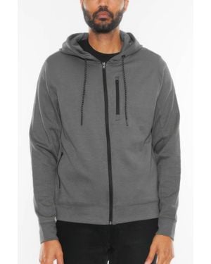 TRUEDAMES Solid Heathered Zip Up Jacket - Gray