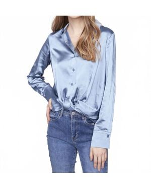 Charlie b Long Sleeve Shirt With Twisted Front - Blue