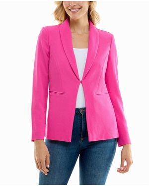 Nicole Miller Isla Stretch Crepe One Button Blazer - Pink