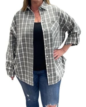 White Birch Plaid Long Sleeve Button Up Shirt - Gray