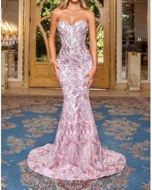 Portia and Scarlett Long Strapless Prom Dress - Pink