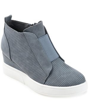 Journee Collection Collection Wide Width Clara Sneaker Wedge - Blue