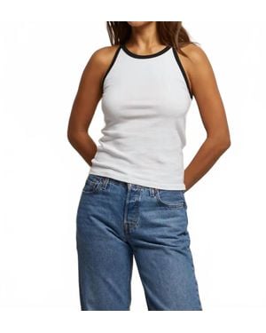 PERFECTWHITETEE Shae High Neck Contrast Tank Top - Blue