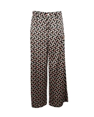 Think! Wide-Leg Pants With Geometric Pattern And High Waist - White