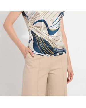 Lyssé Faride Side Pleated Printed Top - Blue