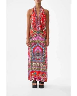 CAMILLA Deep Cowl Plunge Dress - Red