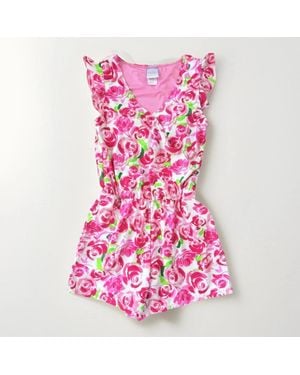Stella Parker Swim Dress Floral Print Ruffle Sleeve Dsgl1188 - Pink