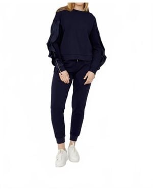 FRANK LYMAN Maeve Ruffle And Zipper Long Sleeve Top - Blue