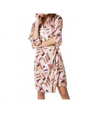 EsQualo Gena Geometric Overlay Dress - Pink