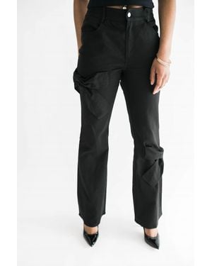 falcon park Haddy Bow Detail Flare Jeans - Black