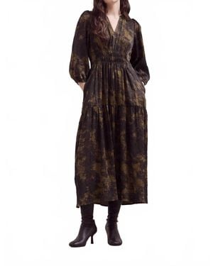 GRADE & GATHER 3/4 Sleeve Midi Dress - Brown