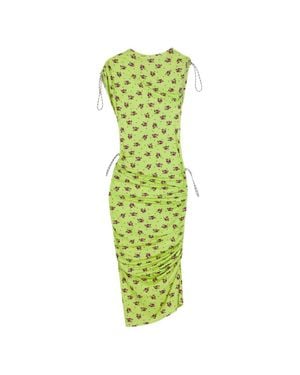 Coperni Floral Print Ruched Midi Dress - Green