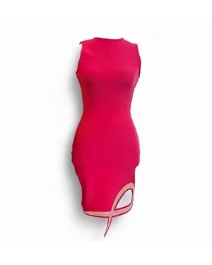 F p Bodycon Dress With Rhinestone Trim - Pink