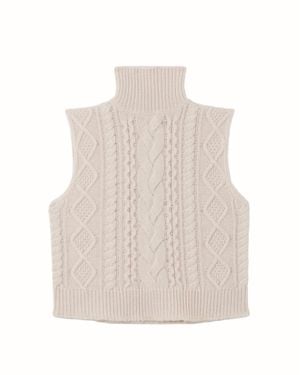 RE/DONE Cable Turtleneck Sweater Vest - Natural