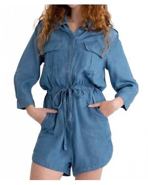 Blue Velvet Lightweight Chambray Romper - Blue