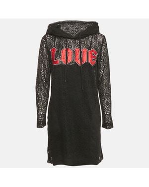 Love Moschino Love Mocshino Love Applique Mesh Hooded Dress - Black