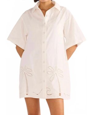 MINKPINK Romina Broderie Shirt Dress - White