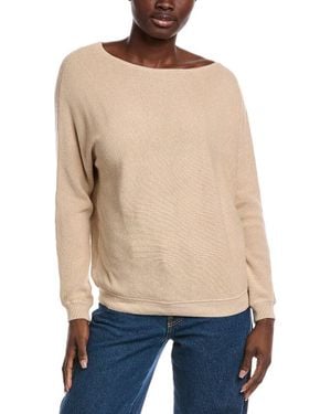 Minnie Rose Off-The-Shoulder Shaker Cashmere-Blend Sweater - Blue