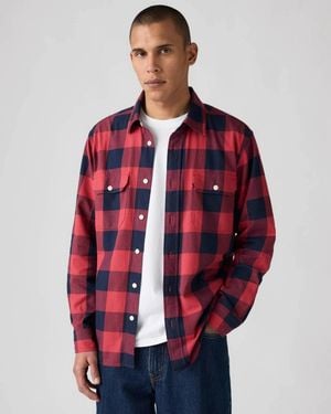 Levi's Classic Worker Overshirt Cotton Twill Button Up Jax1860 - Red