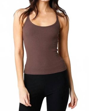 Olivaceous Fitted Ribbed Spaghetti Strap Tank Top - Purple