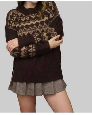 Blu Pepper Fair Isle Crewneck Sweater - Brown