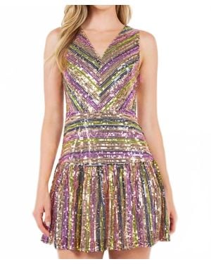TCEC Striped Sequin Dress - Purple