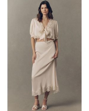 RIXO London Matilde Maxi Slip Skirt - Brown
