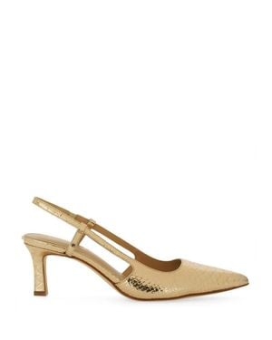 MICHAEL Michael Kors Textured Slingback Pumps With Pointed Toe - Metallic