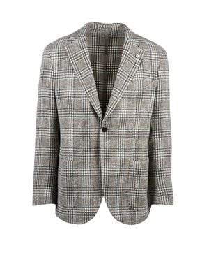 L.B.M. 1911 Checkered Unlined Cotton-Blend Blazer - Gray