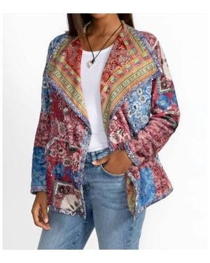 Johnny Was Joan Wrap Binded Sherpa Jacket - Red