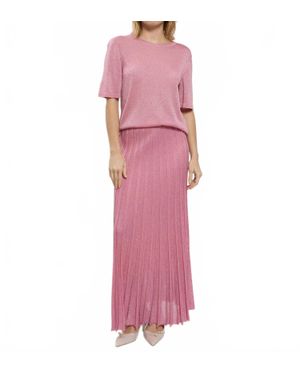 Maison Lurex Gala Lures Short Sleeve Top - Pink