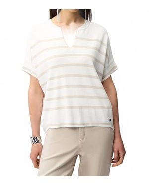 Joseph Ribkoff Striped Dolman Sleeve Sweater Top - White