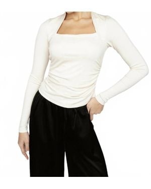 Amanda Maria Square Neck Long Sleeve Shirt - White
