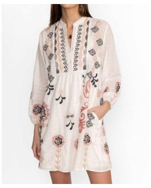 Johnny Was Bellania Button Yoke Field Slip Dress - Natural