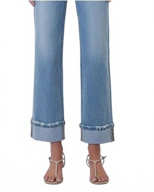 LOVERVET Mid Rise Cuffed Slim Wide Leg Jeans - Blue