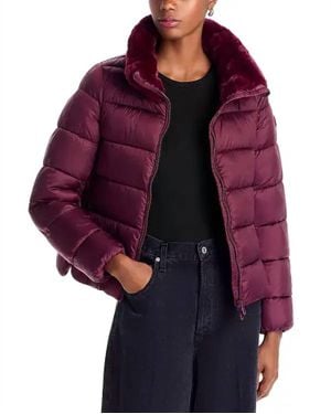 Save The Duck Mei Faux Fur Trim Quilted Jacket - Purple