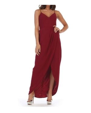 EVA Marseille Chiffon Spaghetti Strap Evening Dress - Red