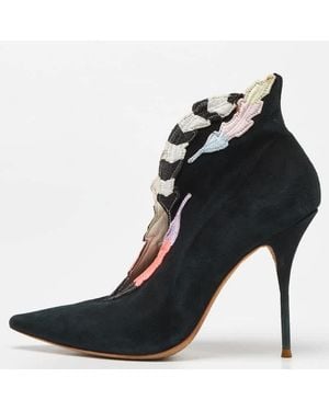 Sophia Webster Embroidered Suede Ankle Booties - Black