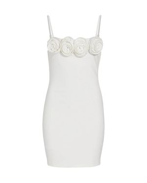 Line & Dot Mini Dress Off Flower Detail Square Neck Gbo745 - White