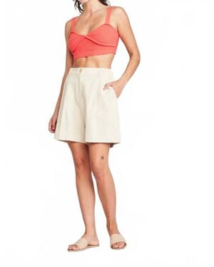 Self Contrast Tai Bralette Knit Crop Top - White