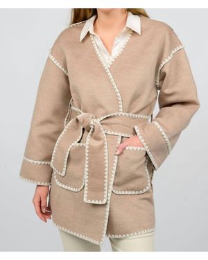 Ivy Jane Whipstitched Wrap Coat - Natural