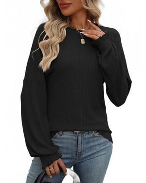 Lovesoft Smocked Long Sleeve Top - Black