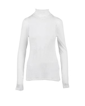 Semicouture Brushed Wool-Blend High Neck T-Shirt - White