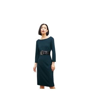 M.M.LaFleur M. M.Lafleur Winston Dress Stretch Belted Waist Long Sleeve Ddr1393 - Black