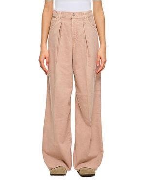 Haikure Wide High-Waisted Jeans With Relaxed Fit And Pleat Details - Pink