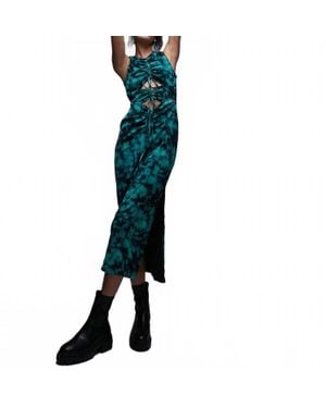 TOPSHOP Mesh Ruched Maxi Dress - Green